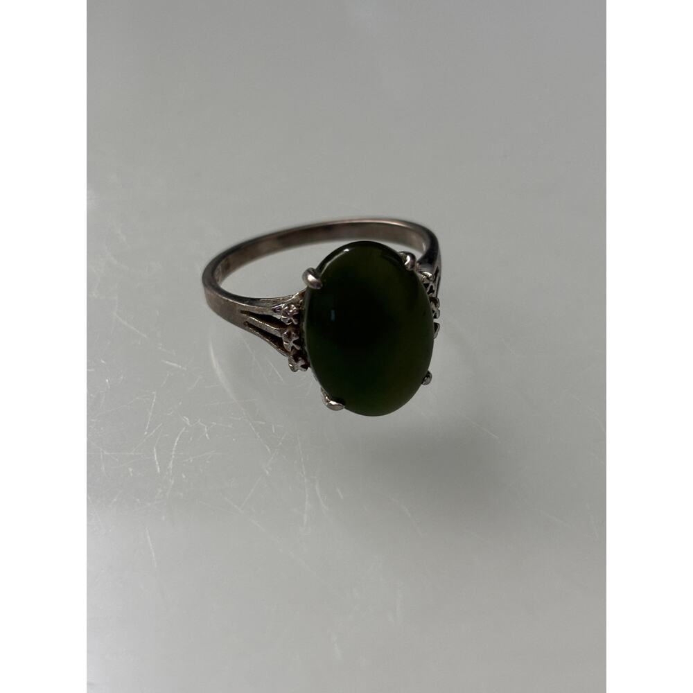 Vintage Sterling Silver Jade Ring Size 7